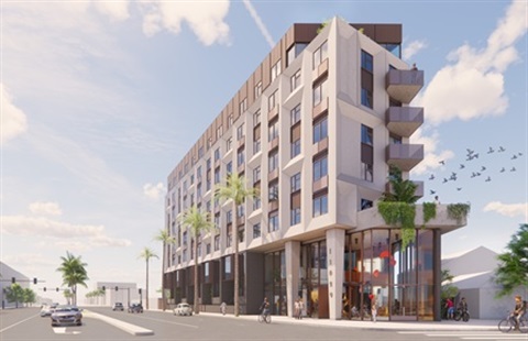 Rendering of a new building on Washington Blvd