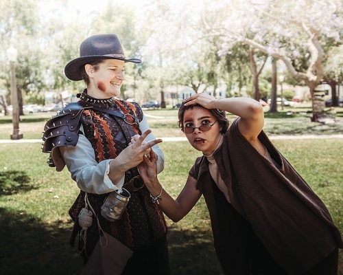 Two Actors on outdoor stage