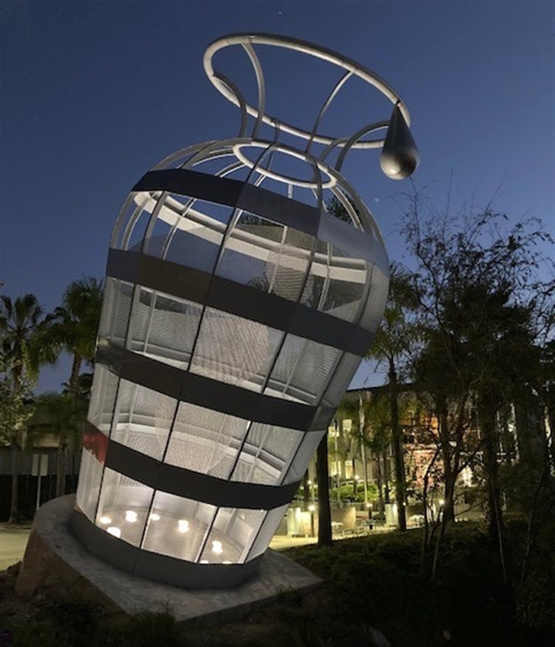 Crossed-Currents artwork at night 
