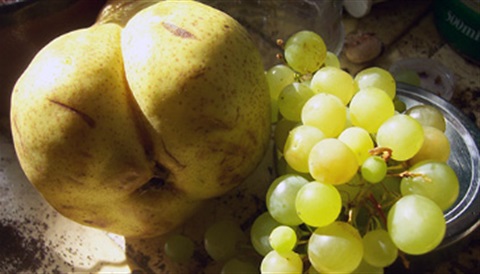 Pear and grapes