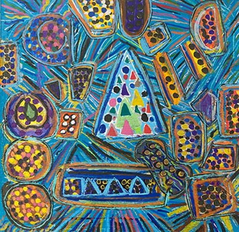 Abstract painting by Susan Taylor titled Music Different for Seasons