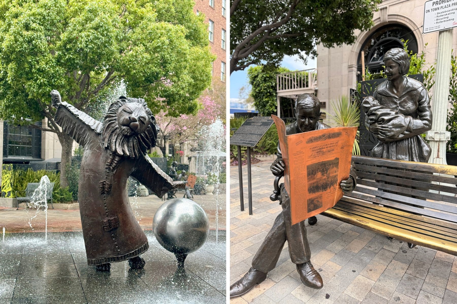 Photos of completed work on The Lion's Fountain (left) and A Moment in Time (right). Photos of completed work on The Lion's Fountain (left) and A Moment in Time (right).