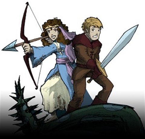 Figures with arrow and sword