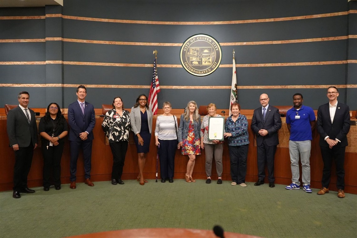 Photo of City Council with PRCS and Senior Center members honoring Older Americans Month