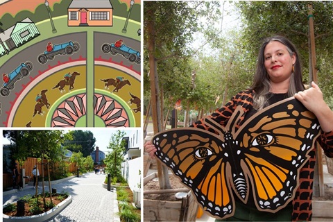 Three photos of the Farragut Connector Art Installation Project