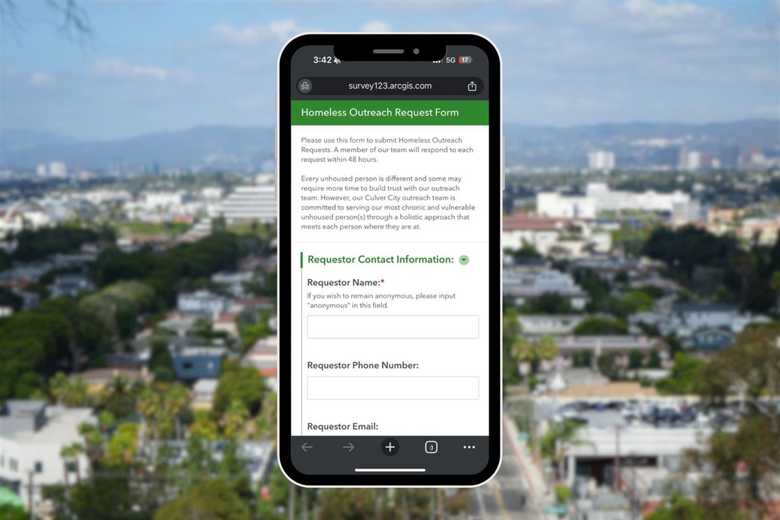 Graphic of Homeless Outreach Portal page on phone