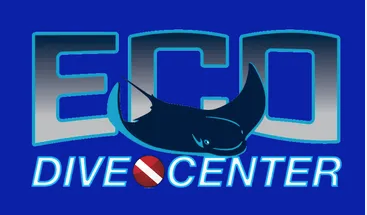 Eco Dive Center logo with image of manta ray