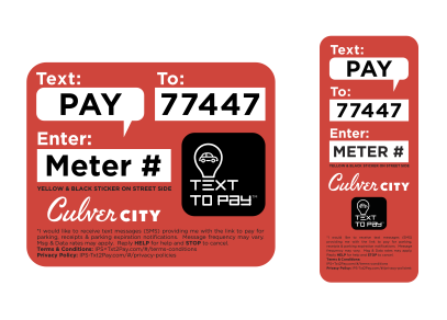 Image of signage proposed for mobile pay application for parking meters presented at Mobility Subcommittee meeting 2024-10-16