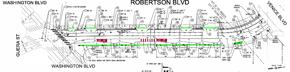 Design plan proposed for Robertson Blvd Complete Streets Project presented at Mobility Subcommittee meeting 2024-10-16