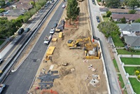Ariel view of Culver Boulevard Realignment and Stormwater Retention Project on 05-20-21