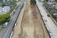 Ariel view of Culver Boulevard Realignment and Stormwater Retention Project on 03-20-21