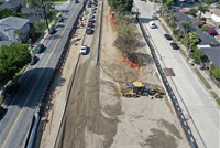 Ariel view of Culver Boulevard Realignment and Stormwater Retention Project on 04-20-21