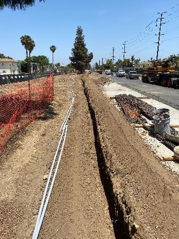 Street view of Culver Boulevard Realignment and Stormwater Retention Project on 05-27-21